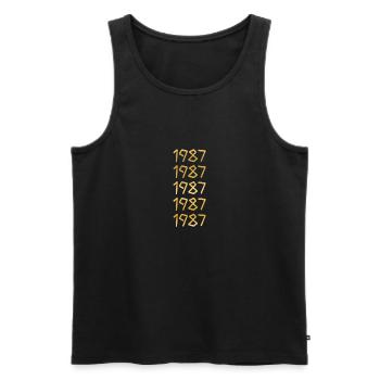 Leisure time 1987 - Men's Premium Organic Tank Top - black - Front - AI Model Male 178 light (178cm)