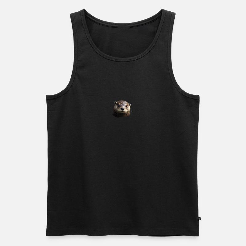 Otter schaut süß - Männer Premium Bio Tank Top - Schwarz