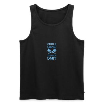 Des papas cool jouant aux fléchettes - Débardeur bio Premium Homme - noir - Devant - AI Model Male 178 light (178cm)