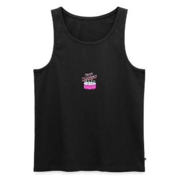 Happy Birthday Torte Pink - Männer Premium Bio Tank Top - Schwarz - Vorne - AI Model Male 178 light (178cm)