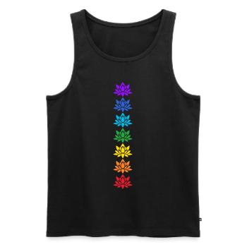 Lotus Chakren Yoga Chakra Lotus Fleur de Lotus - Débardeur bio Premium Homme - noir - Devant - AI Model Male 178 light (178cm)