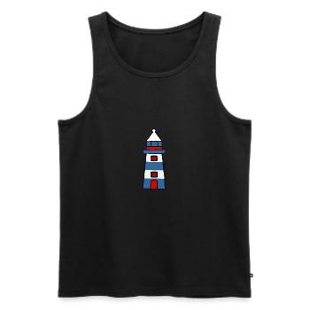 Lighthouse - red blue design - Men's Premium Organic Tank Top - black - Front - AI Model Male 178 light (178cm)
