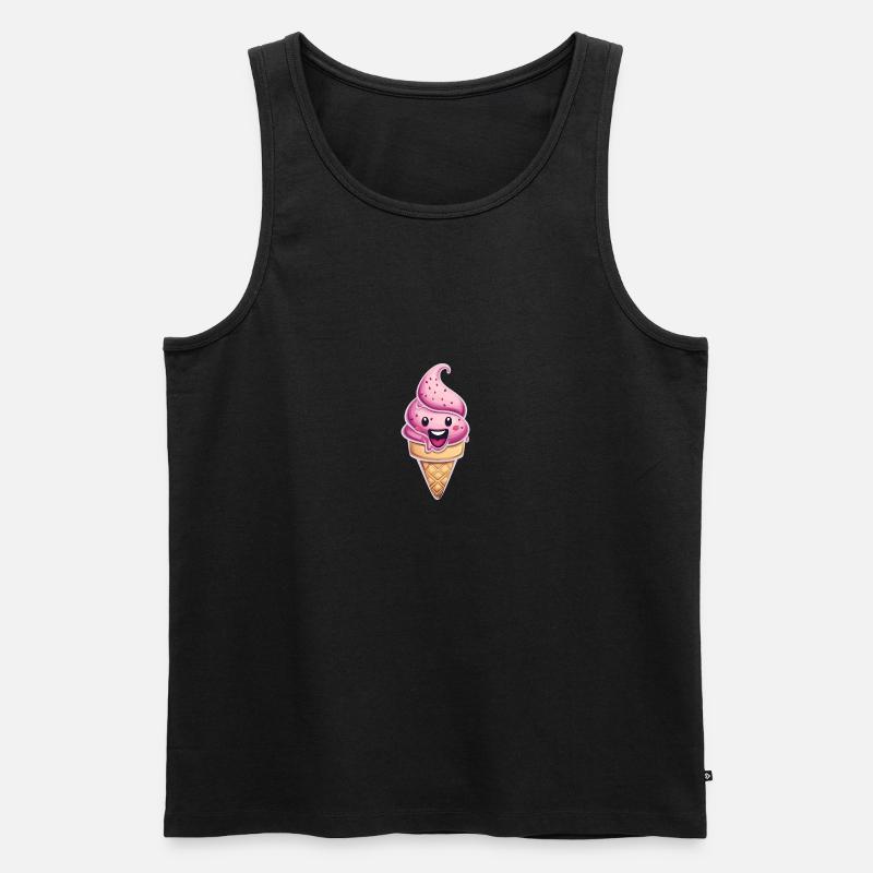 Lächelnde Eiskreation - Männer Premium Bio Tank Top - Schwarz