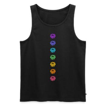 Lotus Chakra Yoga Meditation Festival Regenbogen - Männer Premium Bio Tank Top - Schwarz - Vorne - Michal (187cm)