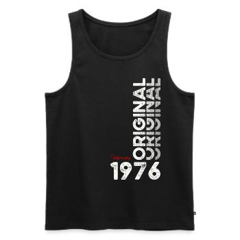 49th Birthday Gift Husband Original February 1976 - Men's Premium Organic Tank Top - black - Front - AI Model Male 178 light (178cm)