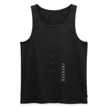 Strong Focused - Men's Premium Organic Tank Top - black - Front - AI Model Male 178 light (178cm)
