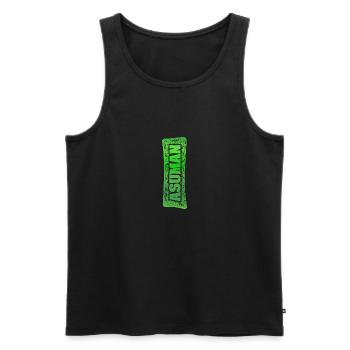 Nom de naissance Femme Prénom Asuman - Débardeur bio Premium Homme - noir - Devant - AI Model Male 178 light (178cm)
