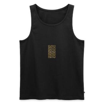Born in 2030 - Men's Premium Organic Tank Top - black - Front - AI Model Male 178 light (178cm)