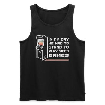 Arcade Games Gamer Retro Gamer - Men's Premium Organic Tank Top - black - Front - AI Model Male 178 light (178cm)