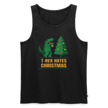 T-Rex Hates Christmas Witziger Trex Dino - Männer Premium Bio Tank Top - Schwarz - Vorne - Michal (187cm)