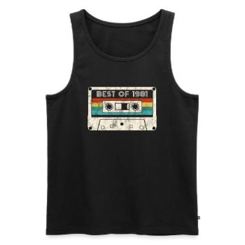 41 Anniversaire Best Of 1981 Cassette Rétro Vintage - Débardeur bio Premium Homme - noir - Devant - Michal (187cm)