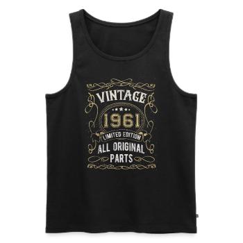 Born in 1961 Birthday gift 61 years - Men's Premium Organic Tank Top - black - Front - Michal (187cm)