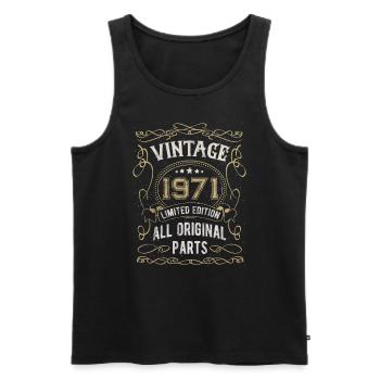 Born in 1971 Birthday gift 51 years - Men's Premium Organic Tank Top - black - Front - AI Model Male 178 light (178cm)