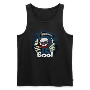 Boo! - Lustiger Sensenmann Reaper Hölle Tod - Männer Premium Bio Tank Top - Schwarz - Vorne - Michal (187cm)