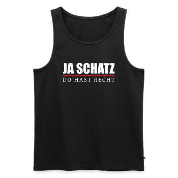 Ja Schatz Du Hast Recht - Beziehung und Ehe Spruch - Männer Premium Bio Tank Top - Schwarz - Vorne - AI Model Male 178 light (178cm)