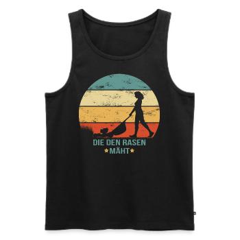 Die den Rasen mäht - grunge Frau Rasenmäher Garten - Männer Premium Bio Tank Top - Schwarz - Vorne - Michal (187cm)