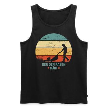 DER DEN RASEN MÄHT grunge Mann Rasenmäher Garten - Männer Premium Bio Tank Top - Schwarz - Vorne - Michal (187cm)