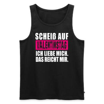 Scheiß auf Valentinstag. Anti Valentinstag - Männer Premium Bio Tank Top - Schwarz - Vorne - AI Model Male 178 light (178cm)