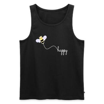 BEE HAPPY - Happy Environmental Protection BEE Wordplay - Men's Premium Organic Tank Top - black - Front - AI Model Male 178 light (178cm)