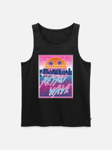 Synthwave Retro Miami 80-talet Streetwear - Ekologisk premium tanktopp herr - svart