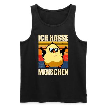 ICH HASSE MENSCHEN - Crazy Küken Entchen Chicken - Männer Premium Bio Tank Top - Schwarz - Vorne - Michal (187cm)