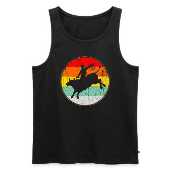 Bullenreiten Rodeo Stier Cowboy Vintage - Männer Premium Bio Tank Top - Schwarz - Vorne - Michal (187cm)