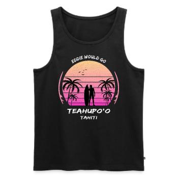 Tahiti Teahupoo Eddie irait surfer sur les mers du Sud Maori - Débardeur bio Premium Homme - noir - Devant - Michal (187cm)