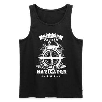 Opa ist der Kapitän, aber ich bin sein Navigator - Männer Premium Bio Tank Top - Schwarz - Vorne - Michal (187cm)