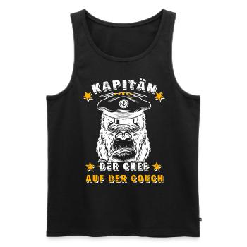 Kapitän - Der Chef auf der Couch - Männer Premium Bio Tank Top - Schwarz - Vorne - Michal (187cm)