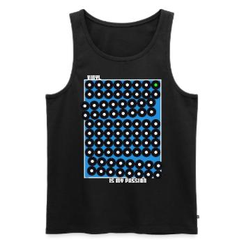 Vinyl is my Passion white blue - Men's Premium Organic Tank Top - black - Front - AI Model Male 178 light (178cm)