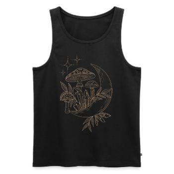 Champignons au clair de lune - Lineart - Débardeur bio Premium Homme - noir - Devant - AI Model Male 178 light (178cm)