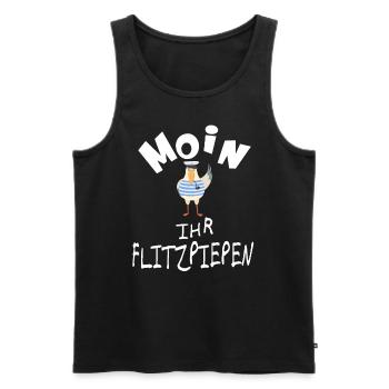 Moin ihr Flitzpiepen lustige Möwe - Männer Premium Bio Tank Top - Schwarz - Vorne - AI Model Male 178 light (178cm)