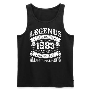 Anniversaire 1983 Millésime - Légende tout original - Débardeur bio Premium Homme - noir - Devant - AI Model Male 178 light (178cm)