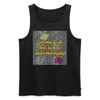 Mundgully - Shop WoW - 2023 - Men's Premium Organic Tank Top - black - Front - AI Model Male 178 light (178cm)
