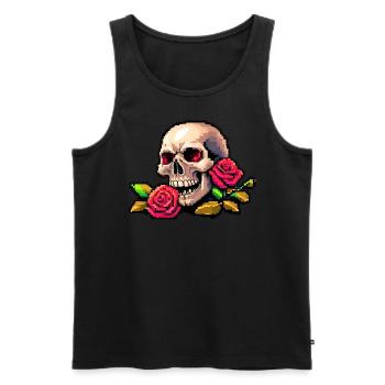 8Bit Skull - Red eyes - Männer Premium Bio Tank Top - Schwarz - Vorne - AI Model Male 178 light (178cm)