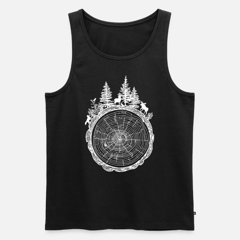 Wald auf Baumquerschnitt - Männer Premium Bio Tank Top - Schwarz