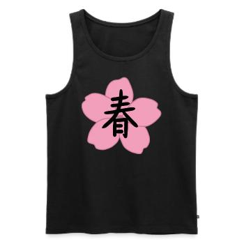 Spring in Japanese - Men's Premium Organic Tank Top - black - Front - AI Model Male 178 light (178cm)