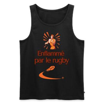 Enflammé par le rugby federale 1 cadeau - Débardeur bio Premium Homme - noir - Devant - Michal (187cm)
