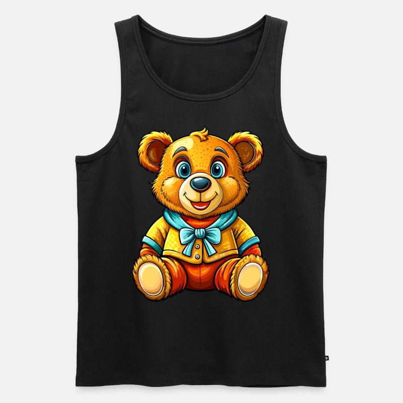 Teddy mit Pullover - Männer Premium Bio Tank Top - Schwarz