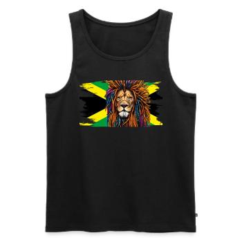 Jamaica Lion Rastafari Reggae Music - Men's Premium Organic Tank Top - black - Front - AI Model Male 178 light (178cm)