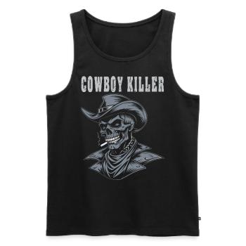 Cowboy Killer Skull Tee Western Totenkopf Design - Men's Premium Organic Tank Top - black - Front - AI Model Male 178 light (178cm)