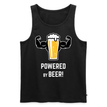 Powered By Beer! (Bier / Muskeln / L / 3C) - Männer Premium Bio Tank Top - Schwarz - Vorne - AI Model Male 178 light (178cm)