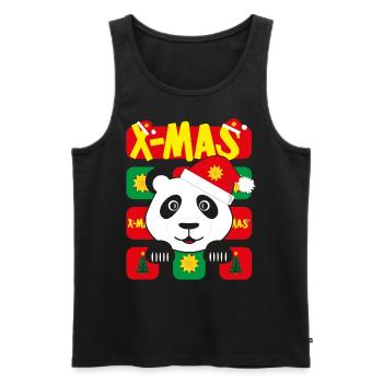 Panda mit Weihnachtsmütze und Apps. - Männer Premium Bio Tank Top - Schwarz - Vorne - Michal (187cm)