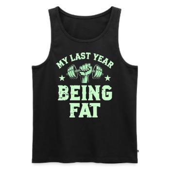 My last year as a fat motivating tshirt - Men's Premium Organic Tank Top - black - Front - AI Model Male 178 light (178cm)