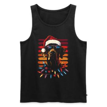Chapeau de Noël et lunettes de soleil Dogue allemand - Débardeur bio Premium Homme - noir - Devant - Michal (187cm)