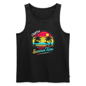 Chill Out - Summertime Retro Sunset - Men's Premium Organic Tank Top - black - Front - Michal (187cm)