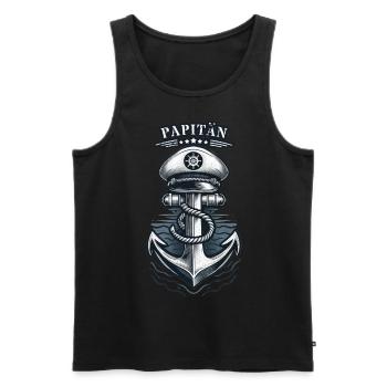 Papitän für Bootsbesitzer, Kapitäne und Papas - Männer Premium Bio Tank Top - Schwarz - Vorne - Michal (187cm)