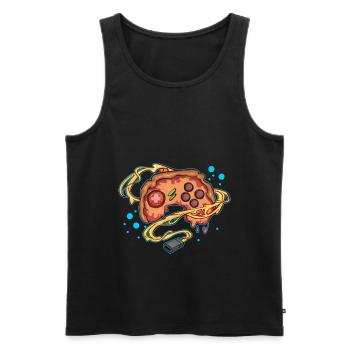 Pizza Gaming Controller Gamepad - Men's Premium Organic Tank Top - black - Front - Michal (187cm)