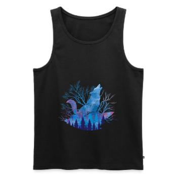 Wolf - Männer Premium Bio Tank Top - Schwarz - Vorne - Michal (187cm)