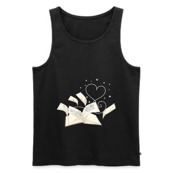 Amour Livres Coeur Lire - Débardeur bio Premium Homme - noir - Devant - AI Model Male 178 light (178cm)